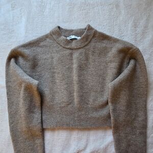 Zara Taupe Crew Neck Sweater